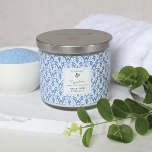 White Linen & Sea Salt 3 wick Candle 410g